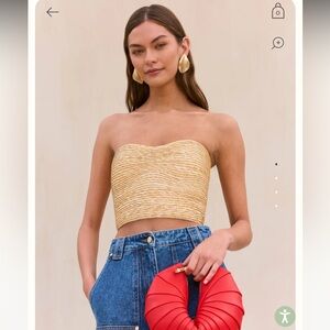 Cult Gaia JACIRA TOP rattan strapless size large